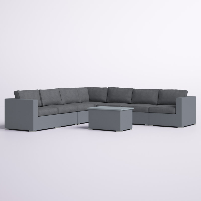 Ensemble de conversation modulaire en forme de L 8 pièces avec coussins Everlee