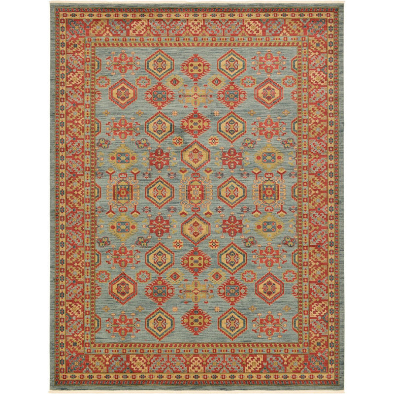 Tapis oriental bleu clair Eesi, Rectangle 8 pi x 11 pi