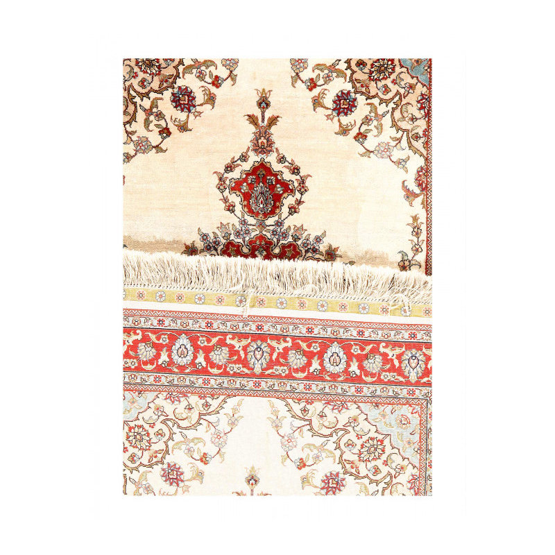 Ivory Sino Tabriz Pure silk 2'7"x4'