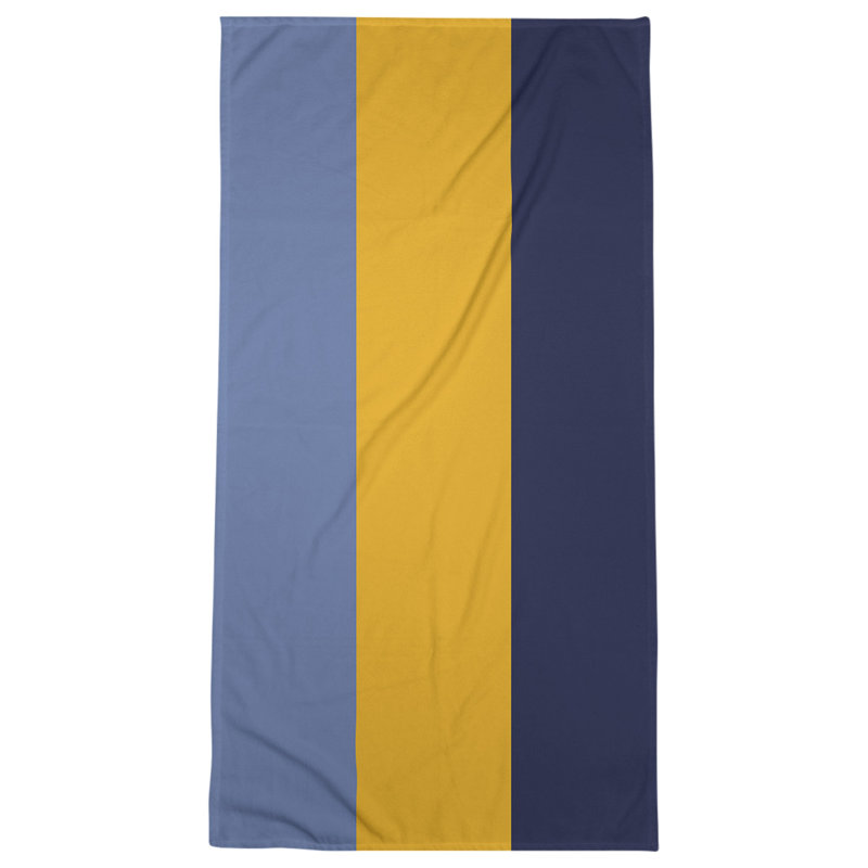Cotton Blend Lightweight Bath Towel, Blue/Yellow/Navy