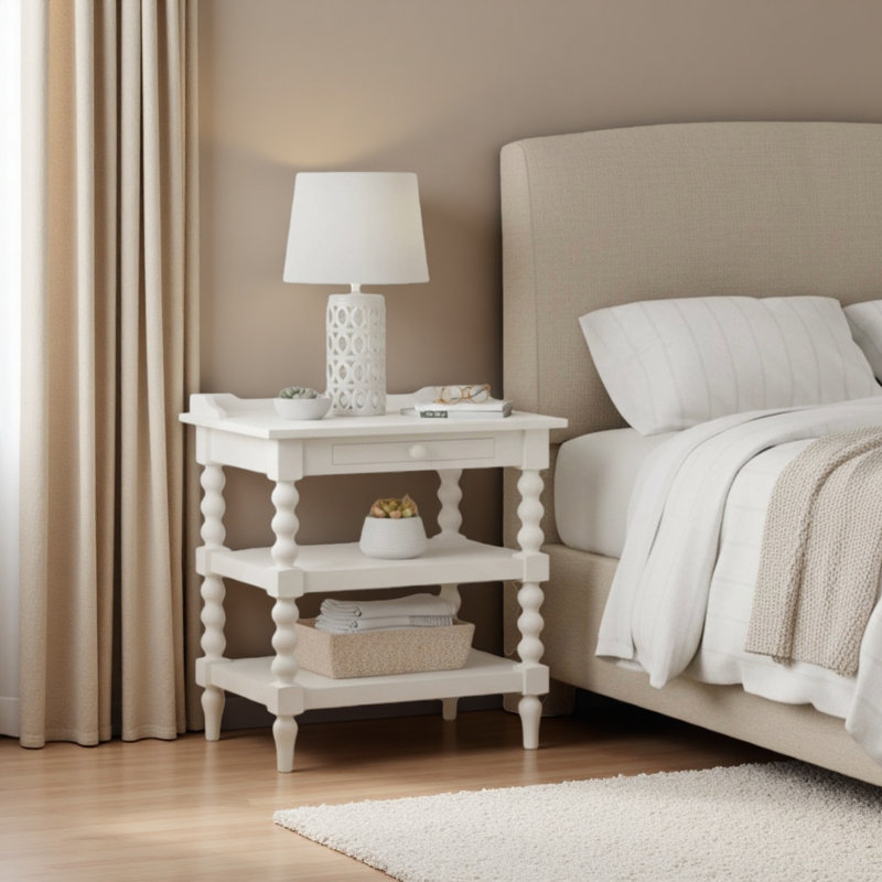 Table de chevet blanche antique
