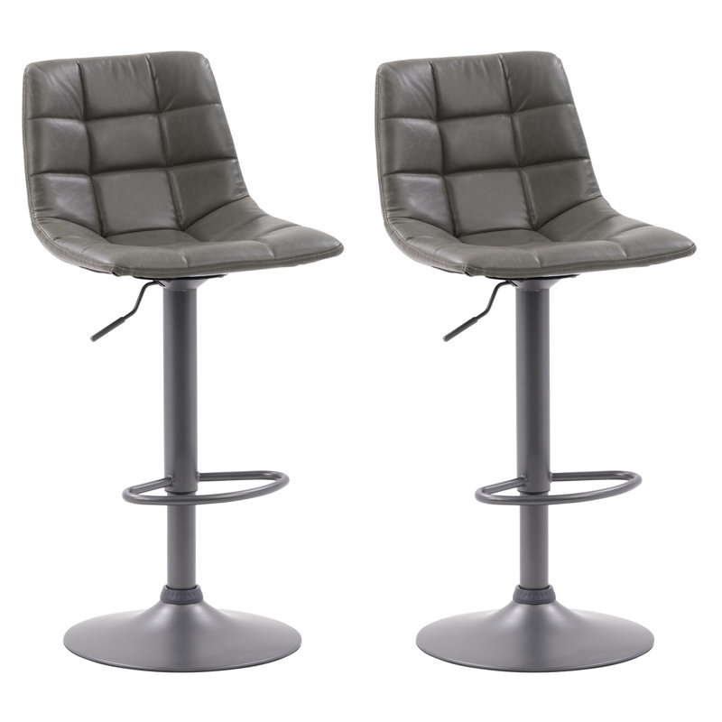 Palmer Swivel Upholstered Adjustable Height Counter Stool, Gray