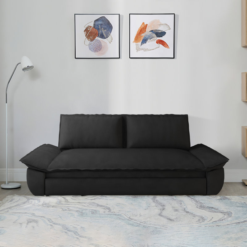 70.1" Queen Pull Out Sofa Bed, Black