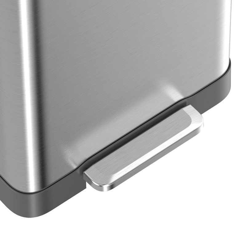 Qualiazero 20 Gallon Stainless Steel Step On Kitchen Trash Can, Grey