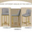 2 chaises de bar rotatives à 360 °, design gris et doré, rembourrage confortable, structure, convient aux bars, restaurants, comptoirs de cuisine, bureaux, processus d'assemblage facile de 2 chaises, chic