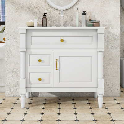 Meuble-lavabo 36 po avec lavabo, tiroirs de rangement et tablette réglable