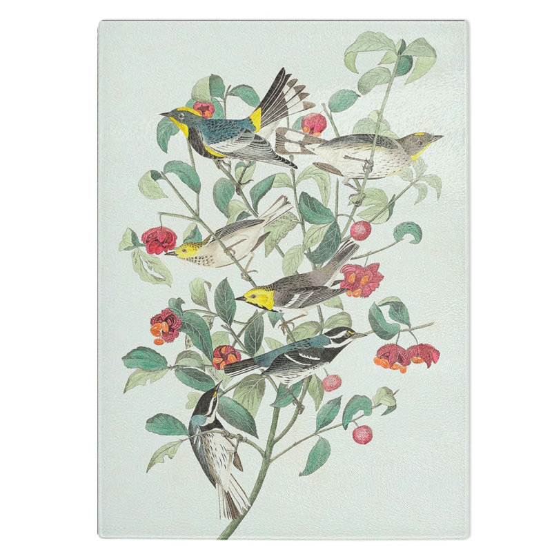 Tempered Glass Collection of Warbler Birds Chopping Board, 28.5 cm W x 39 cm L