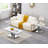 Marble Coffee Table Set of 3, Modern Living Room Table Set Includes 1 Coffee Table and 2 End Tables for Living Room,  Faux Marble Top with Stainless Steel Frame-1097532240