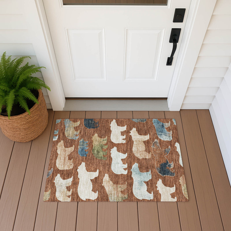 Tapis intérieur / extérieur lavable à la machine Adalaide ACN2338 Lodge, Rectangle 1 pi 8 po x 2 pi 6 po