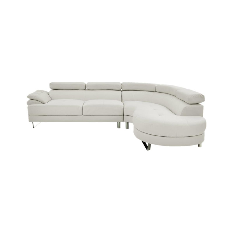 Canapé modulaire en similicuir 2 pièces Dederang, Simili cuir blanc
