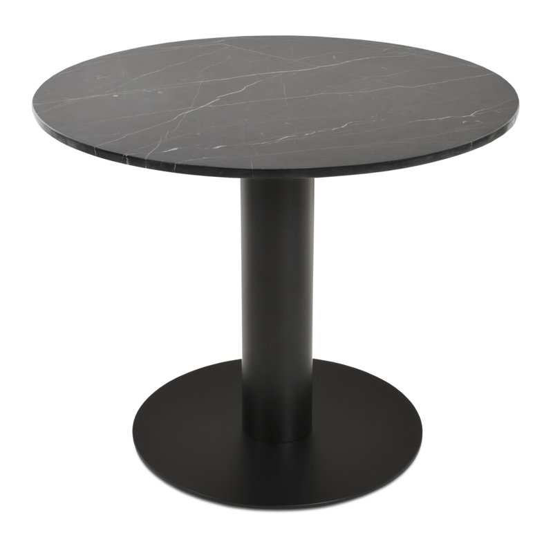 Table ronde en marbre Tango, Noir, noir, noir, noir, H 29,5 po x l 36 po x L 36 po