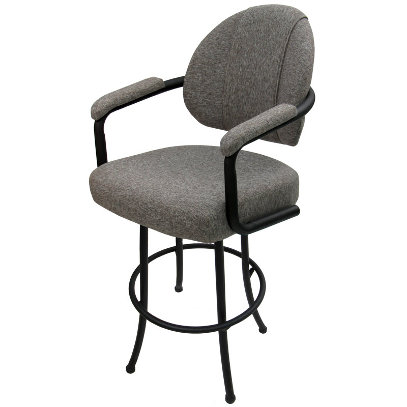 Comptoir pivotant, bar et très grand tabouret Vickky, Gris, Noir, Tabouret de comptoir (siège d'une hauteur de 26 p