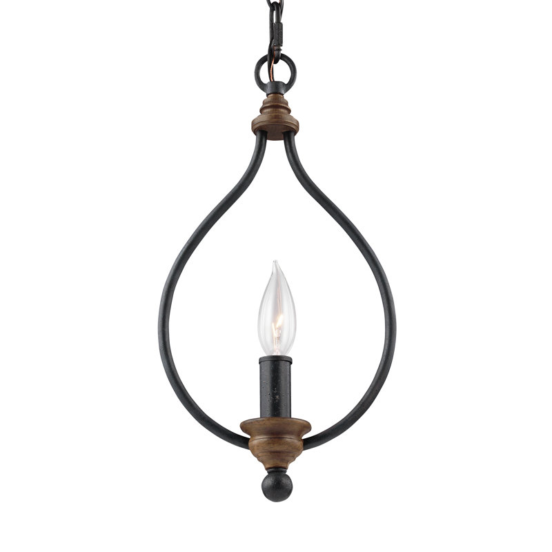 Mini-luminaire Hartsville à une lumière de Génération Lighting , Non, Zinc patiné foncé / chêne patiné, Pas Energy Star