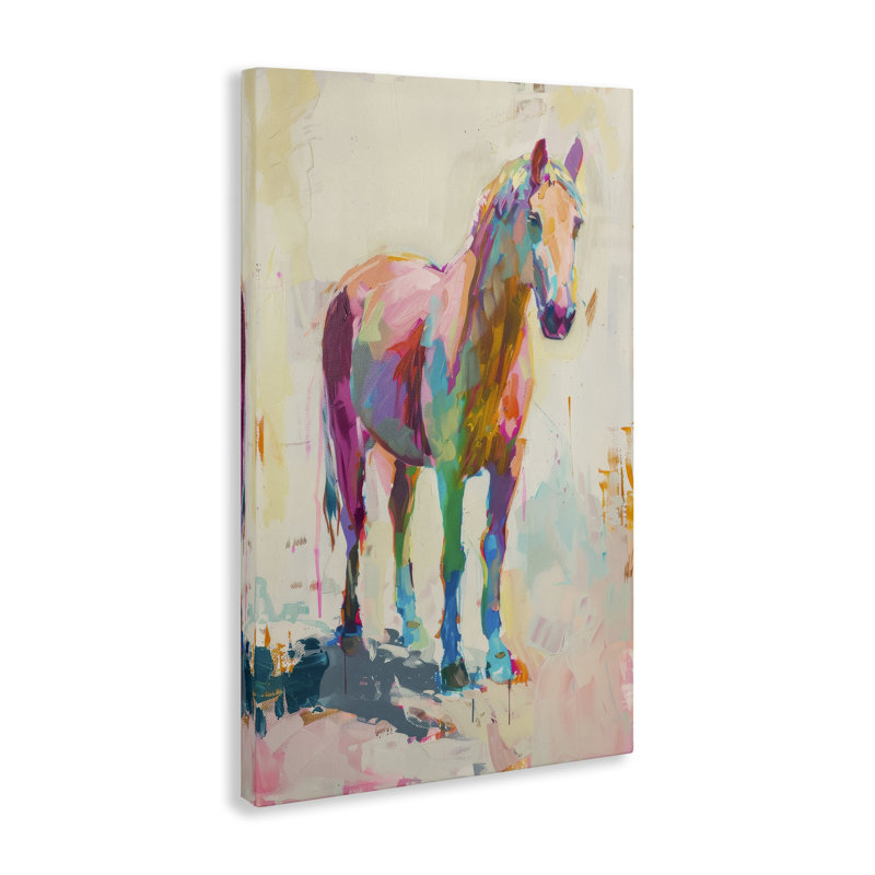 «Sunset Hued Horse», art mural sur toile par Petal Prints Design, H 30 po x l 20 po