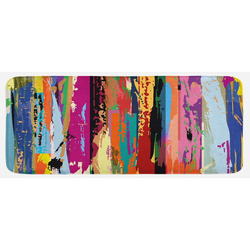 Tapis de cuisine multicolore à motif arc-en-ciel multicolore
