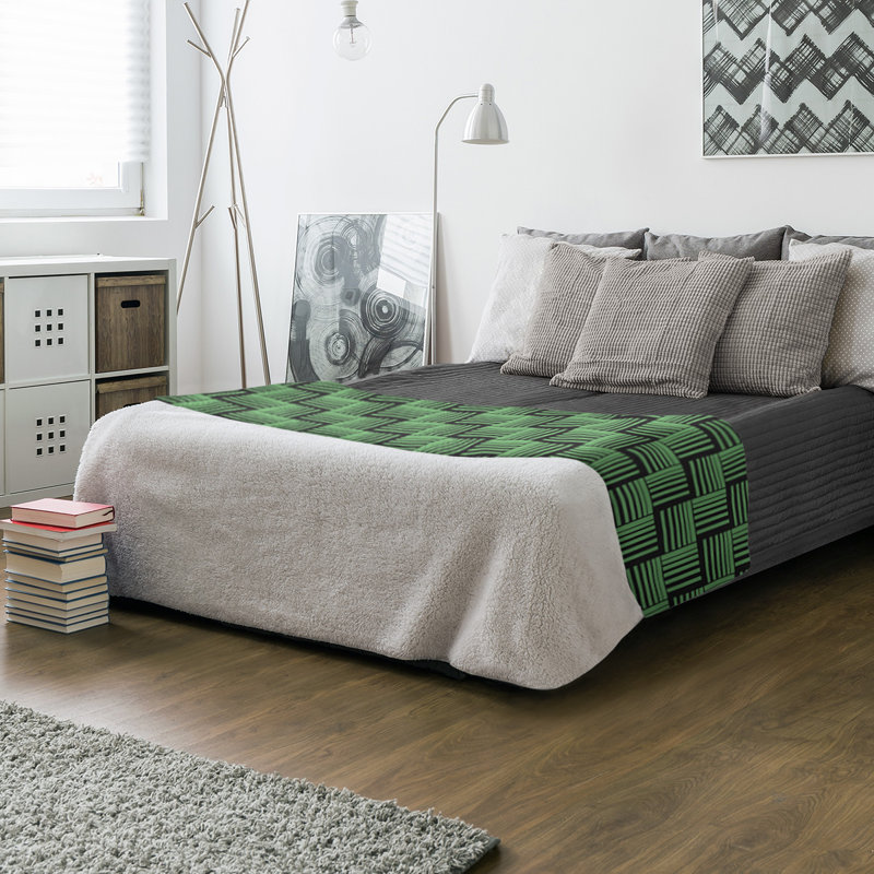 Couverture polaire à rayures classic basketweave, l 50 po x L 60 po, Vert foncé