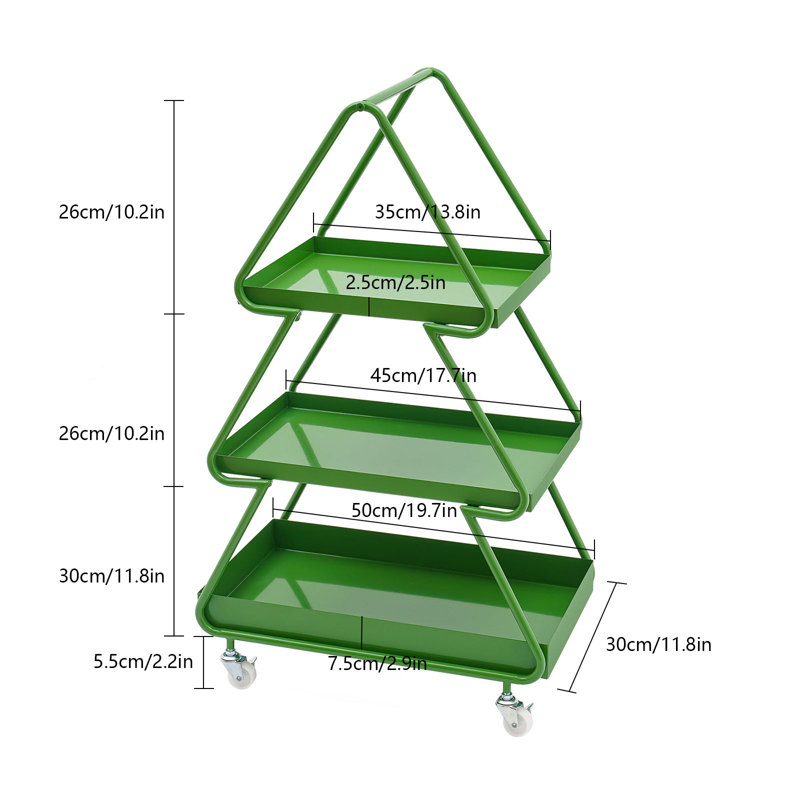 Unique 3 Tier End Table, Green