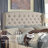 Fabric Upholstered Bed,Tufted Headboard Adjustable Height Bed Frame-1440456612-1440456620