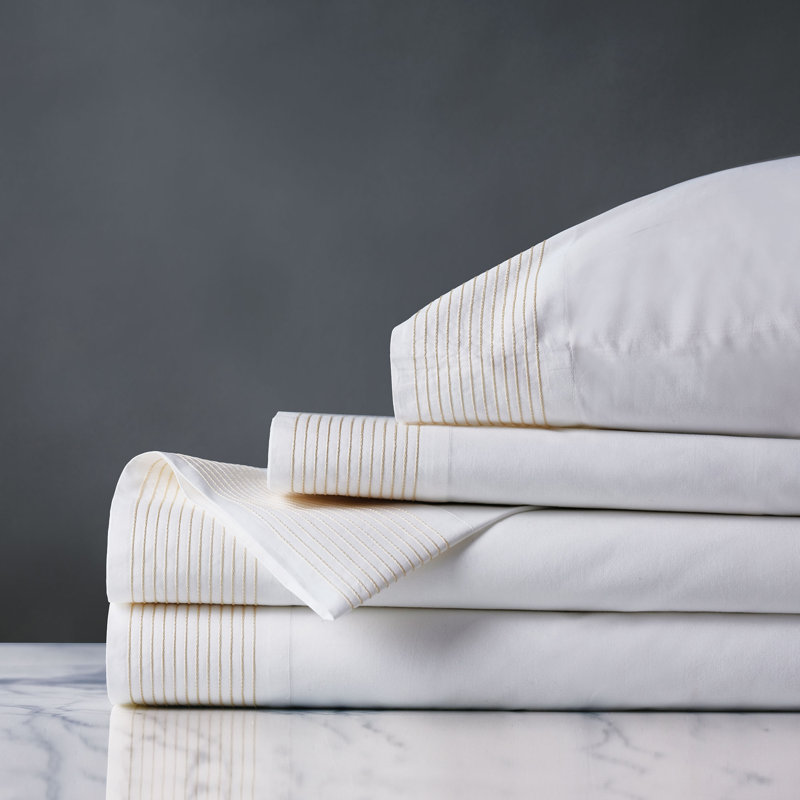 Marsden Egyptian Cotton Percale Sheet Set, King Sheet Set + 2 Pillowcases, Gold