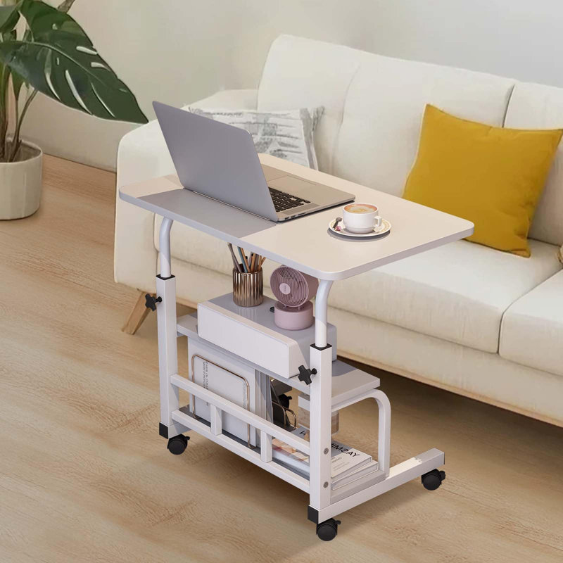 Bureau debout mobile à hauteur ajustable - Table d'ordinateur portable compacte avec tablettes de rangement - Bureau d'ordinateur roulant pour bureau à domicile, bureau, école - ergonomique, avec roulettes