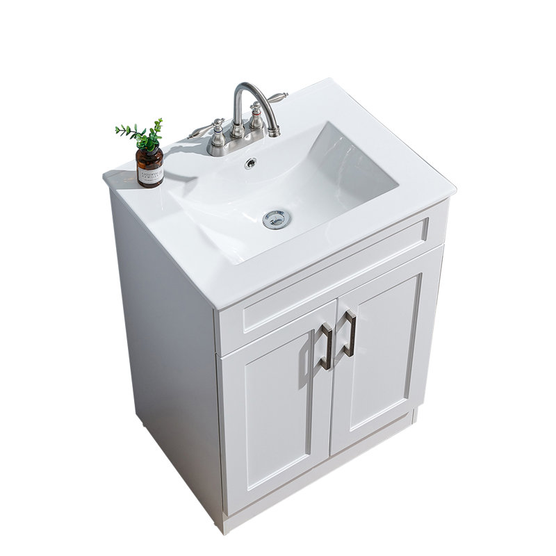 24" Single Bathroom Vanity Set, White/Brushed Nickel