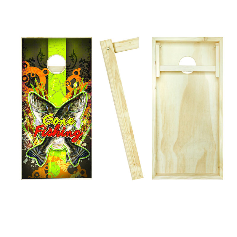 Ensemble de jeu de cornhole de pêche 2 'x 4' avec étui et lumières