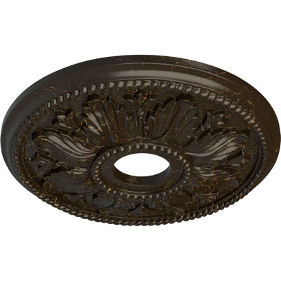 Endurathane Edinburgh Ceiling Medallion, 18 1/8"OD x 3 1/2"ID x 2 3/4"P (Fits Canopies up to 5 1/8"), Hand-Painted Stone Hearth Crackle Finish