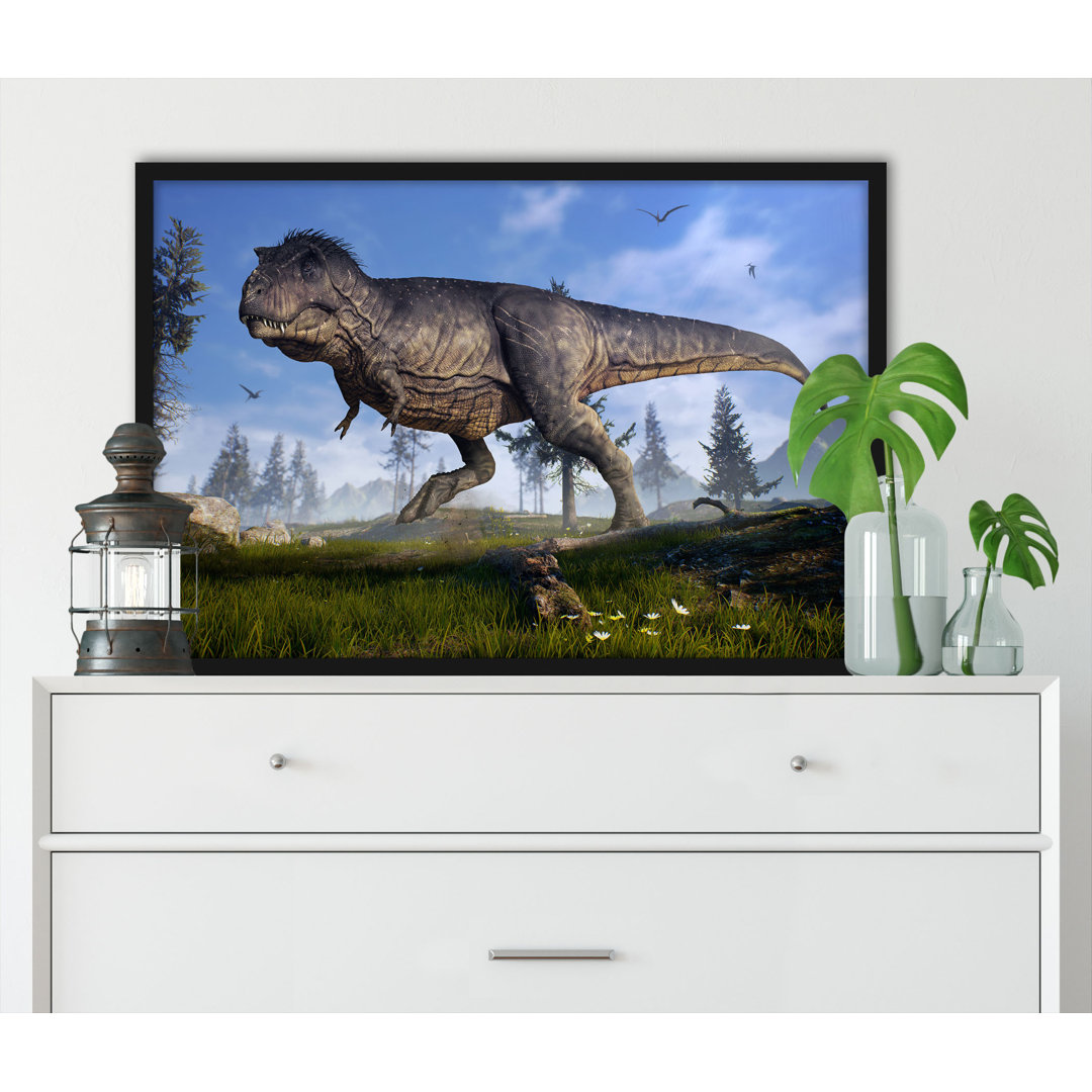 Gerahmtes Poster T-Rex Dinosaur in Nature