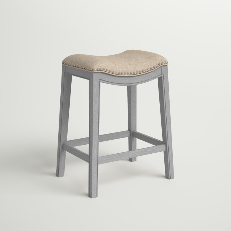 Ipswich Upholstered Counter Stool, Bonded Leather, Vintage Blue, Weathered Smoke