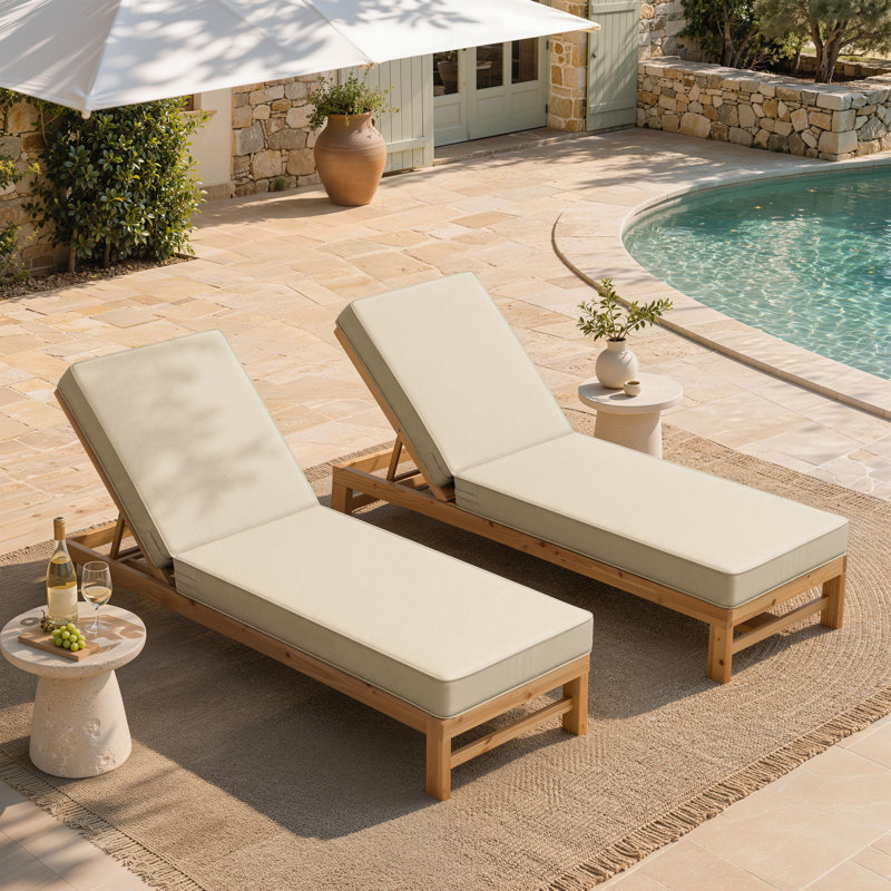 Outdoor Cushions 4'' Chaise Lounge Cushions 21" W X 72" L (Cushions Only), 2, 72" L x 21" W, Beige