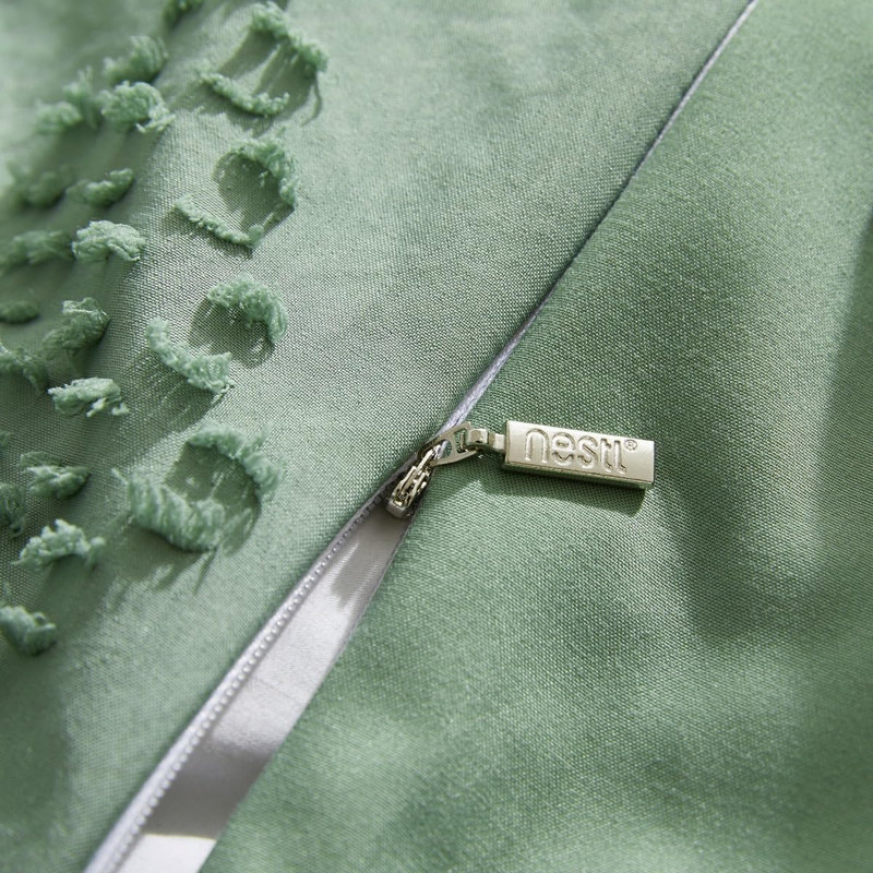 Ensemble de housse de couette toutes saisons avec insert et taies décoratives Soft, Grand lit, Vert