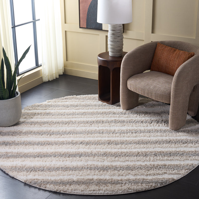 Gemma Shag 602 Performance Striped Rug, Round 6'7"