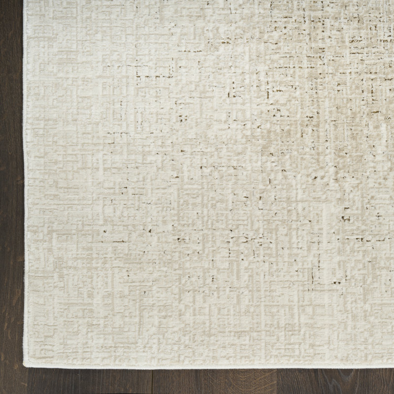 Abstract Machine Made Area Rug, Ivory Beige, Rectangle 160 x 221 cm