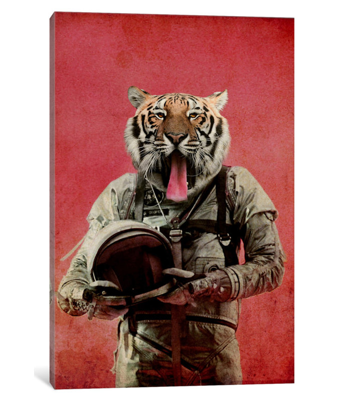 « space tiger », impression sur toile, H 18 po x l 12 po x P 1,5 po, Toile tendue, Pas de tapis