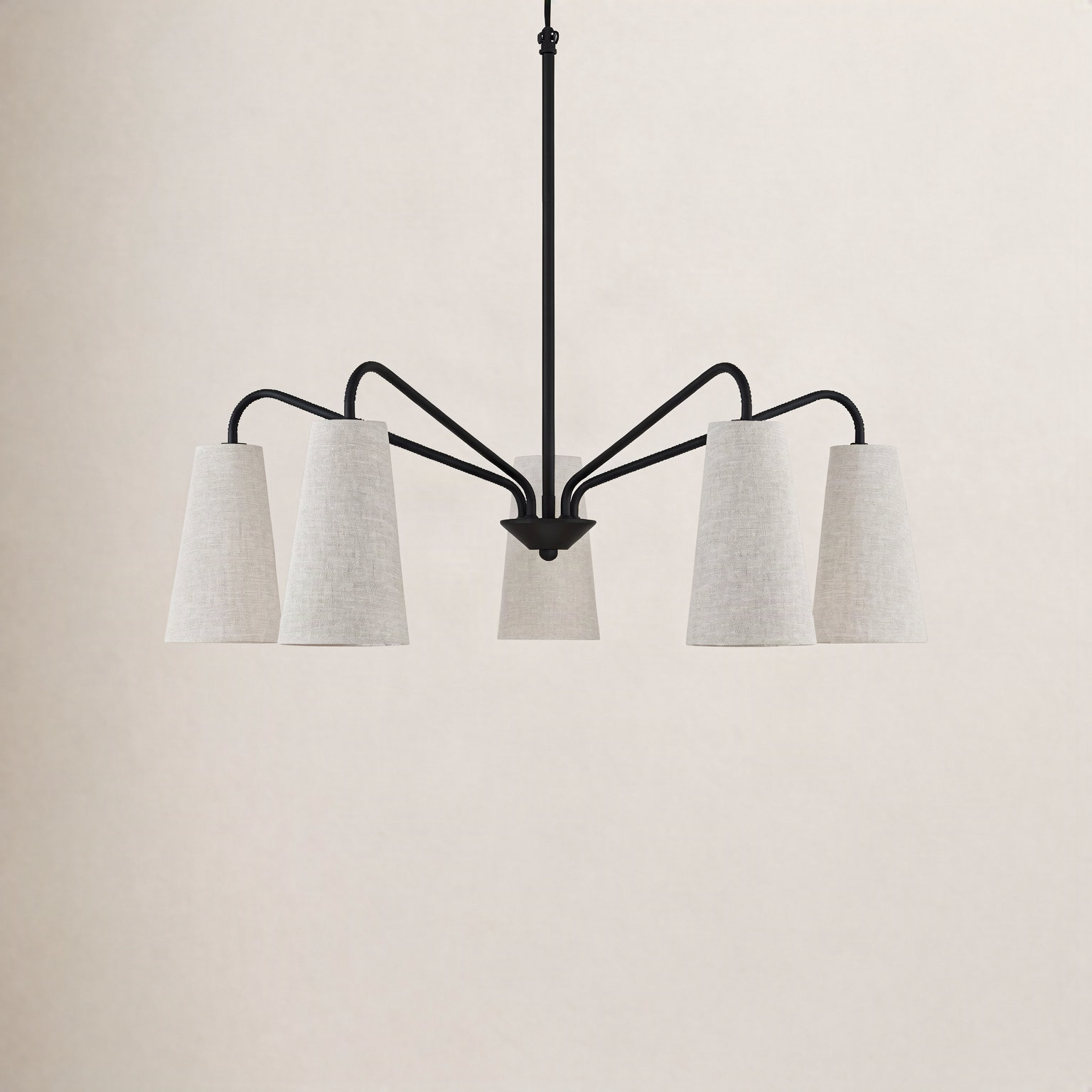 Cher 5-Light Chandelier, Black, Off White/Brown Flecks