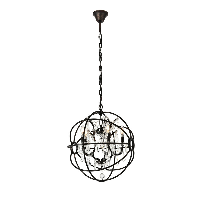 Svante 5 - Light Dimmable Globe Chandelier, Dark Bronze, Crystal (Clear)