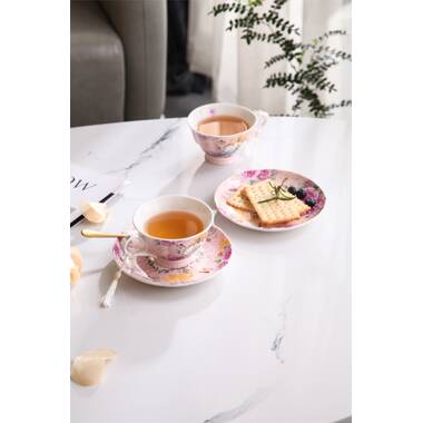 London Boutique Flora Rose Bone China Teacup & Saucer & Reviews