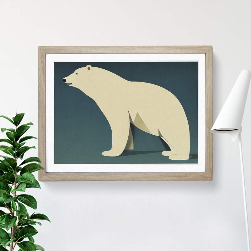 Intriguing Polar Bear Abstract - Framed Print, 46cm H x 64cm W x 2cm D, Oak