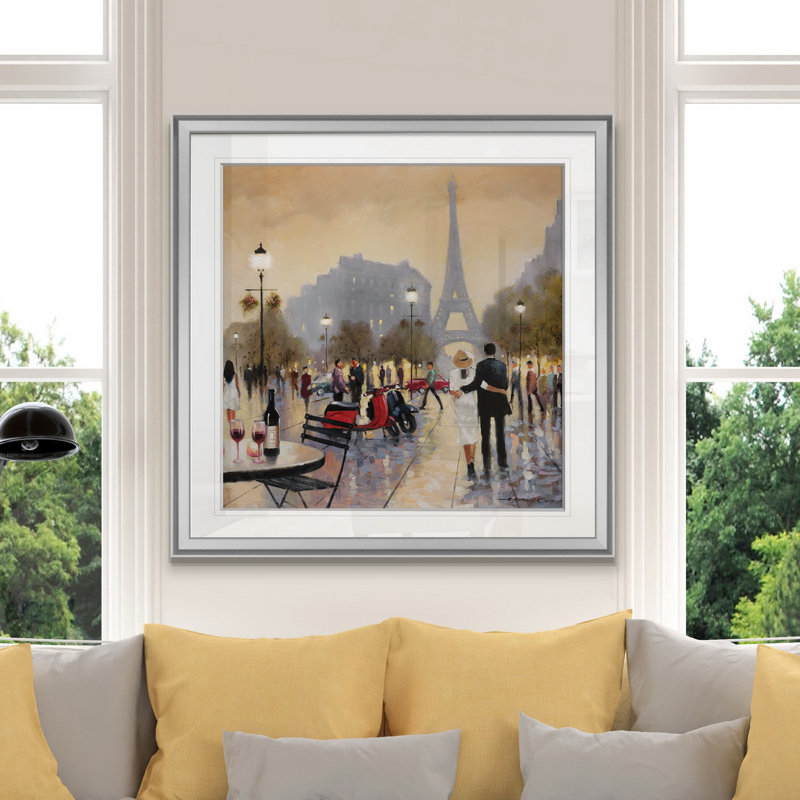 " Paris Twilight ", 24" H x 24" W x 1.5" D, Silver Framed