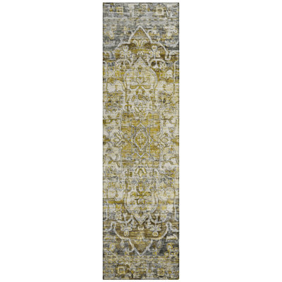 Machine Washable Indoor/Outdoor Xhevrie Pewter Rug