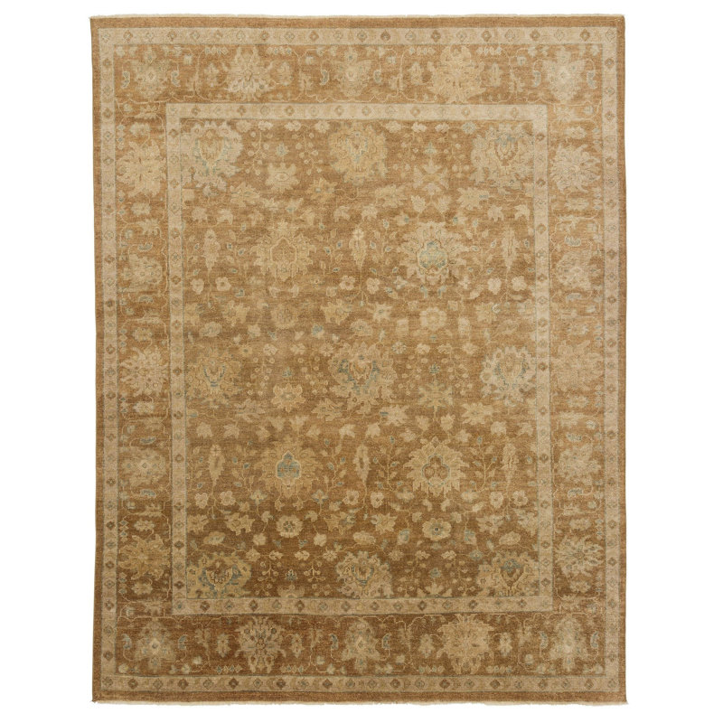 Barrow Wool Oriental Area Rug in Brown/Beige, Rectangle 6' x 9'