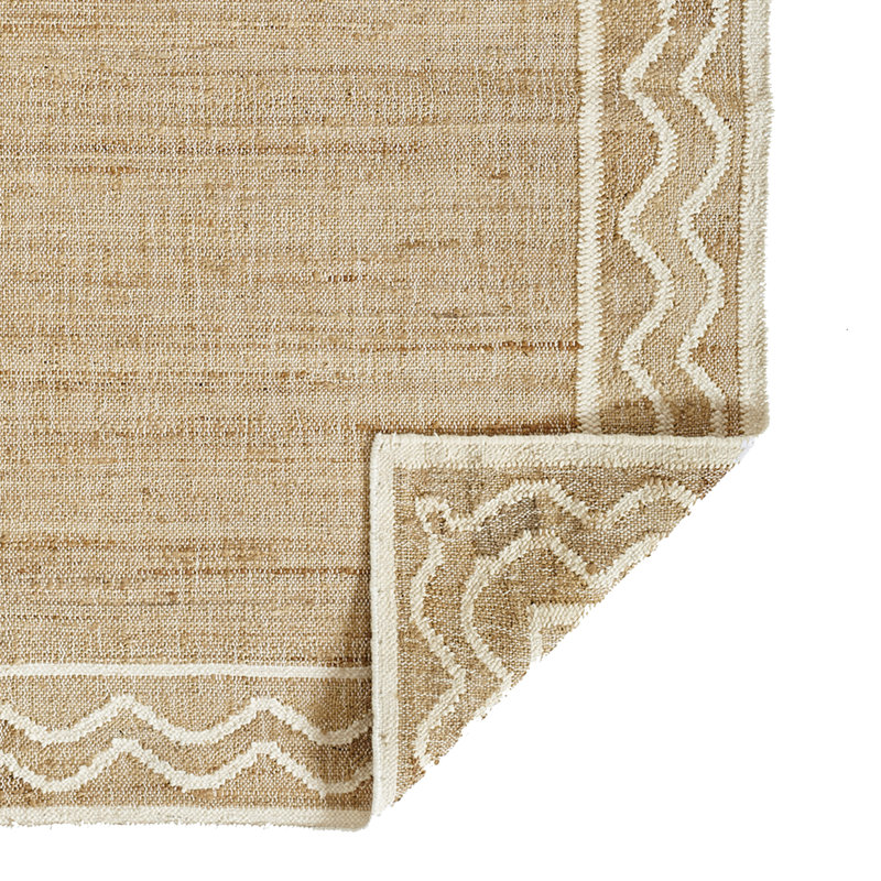 Geometric Handmade Flatweave Jute/Wool Area Rug in Natural, Rectangle 2' x 3'