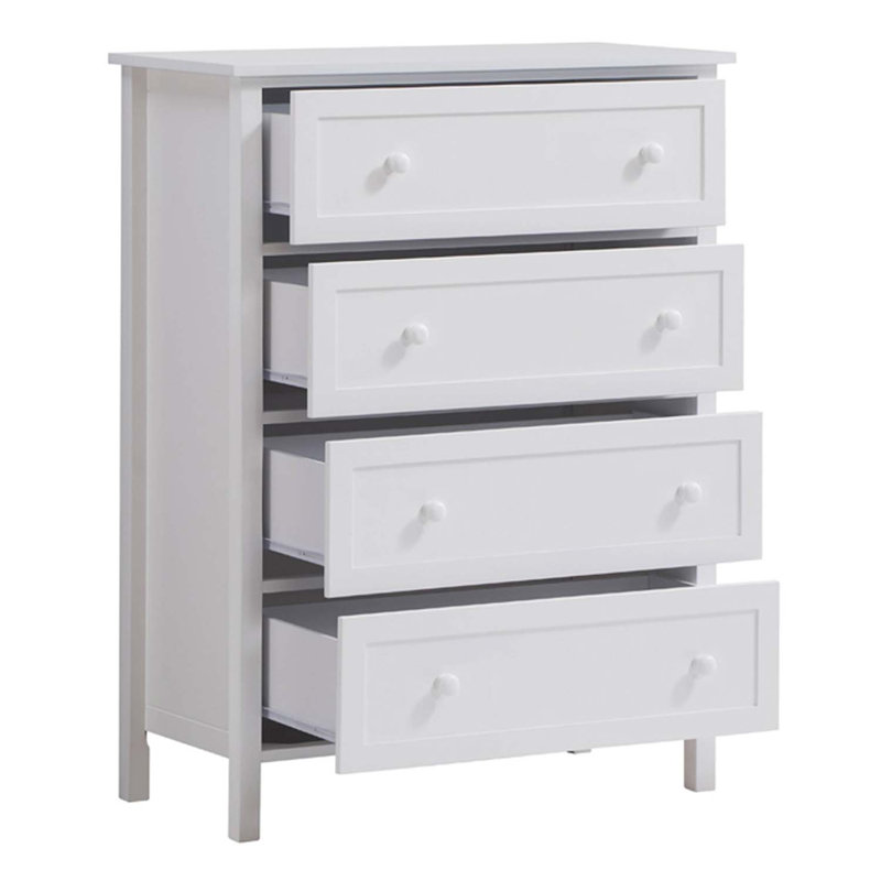 Commode 4 tiroirs Lolanda, finition blanche