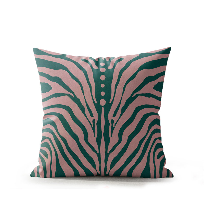 Coussin intérieur carré en suède à imprimé zébré Sasha, 18 x 18, Gemstone Glow