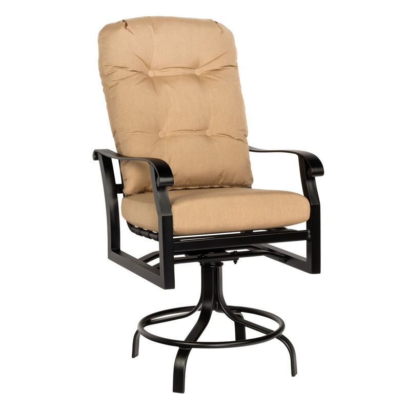 Tabouret de comptoir pivotant, Lin sésame, Graphite