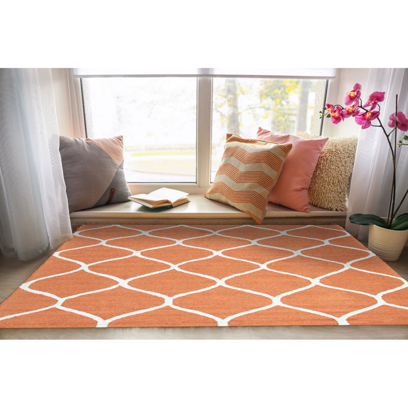 Hand Tufted Wool Area Rug in Black, Gold/Orange/Yellow