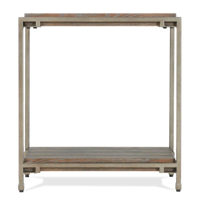Aged Graphite Living Room Table With Metal Support And Wood Platform - Elegant Choice Frame Chairside Shade Charm