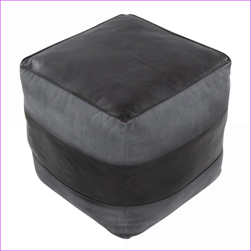 Repose-pieds, pouf carré multi-usages industriel en cuir et toile gris anthracite | Gris anthracite | Cuir, Gris