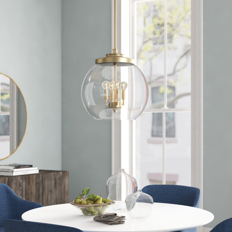 Warrenton 4 - Light Dimmable Globe Chandelier, Aged Brass