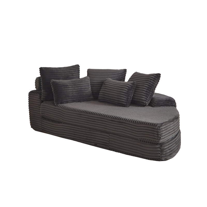 Chaise longue rembourrée, Noir, Orienté à droite